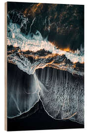 Trätavla Aerial view of Reynisfjara beach with black sand, Iceland - Christian Müringer
