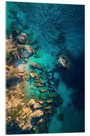 Akrylglastavla Aerial view of rocky coast in Sardinia, Italy - Christian Müringer
