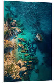 Aluminiumsbilde Aerial view of rocky coast in Sardinia, Italy
