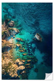 Autocolante decorativo Aerial view of rocky coast in Sardinia, Italy