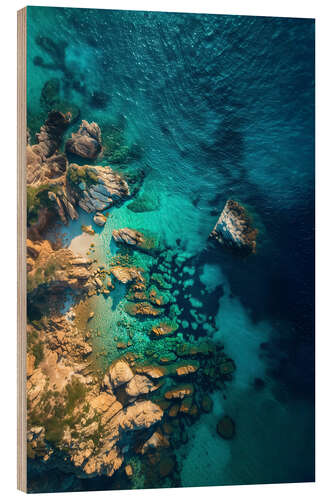 Tableau en bois Aerial view of rocky coast in Sardinia, Italy
