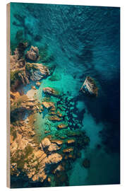Tableau en bois Aerial view of rocky coast in Sardinia, Italy