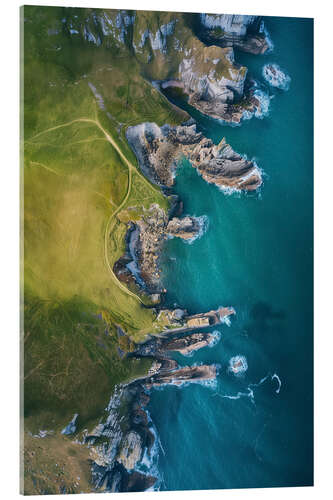 Acrylglasbild Luftbild der Felsküste von Cornwall, England