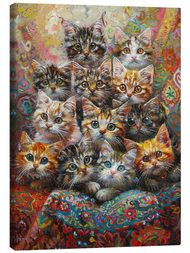 Canvas print Retro cuteness with cats