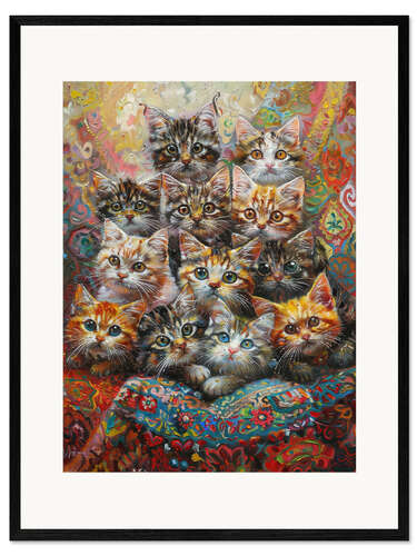 Kehystetty taidepainatus Retro cuteness with cats