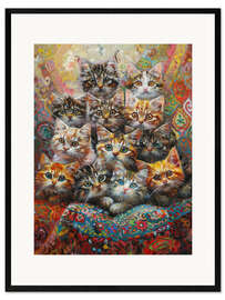 Impression artistique encadrée Retro cuteness with cats