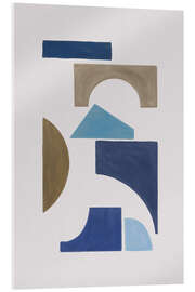Tableau en verre acrylique Blue &amp; Brown Geometric I - Orara Studio