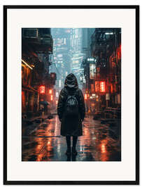 Impression artistique encadrée Futuristic City Dystopia - Nikita Abakumov