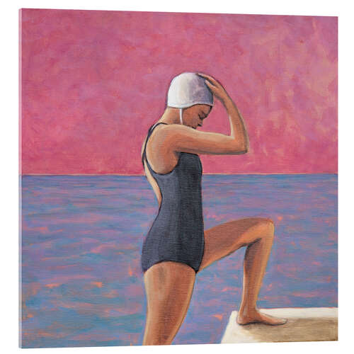 Acrylglasbild Magenta Schwimmerin