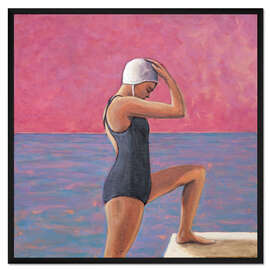 Gerahmter Kunstdruck Magenta Schwimmerin