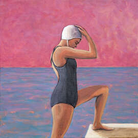 Magnettafel Magenta Schwimmerin