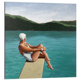 Magnettafel Schwimmerin am See