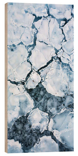 Wood print Aerial photo of ice floes off Greenland
