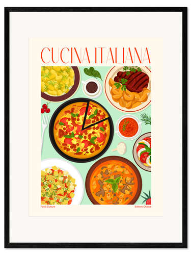 Inramat konsttryck Piatti Tradizionali - Cucina Italiana
