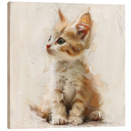 Tableau en bois Cute small kitty