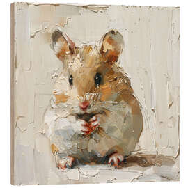 Tableau en bois Cute little hamster