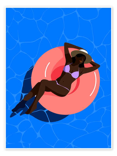 Poster Pool girl, pink