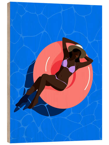Wood print Pool girl, pink