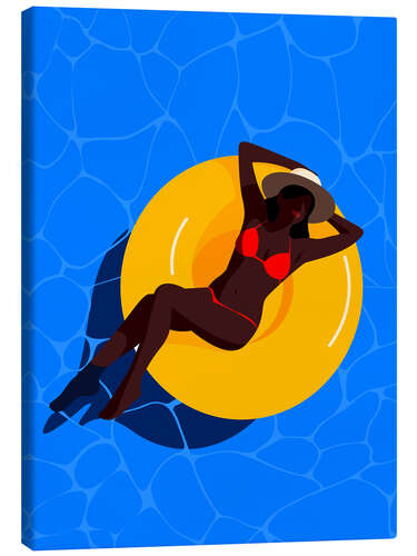 Canvas print Pool girl, yellow