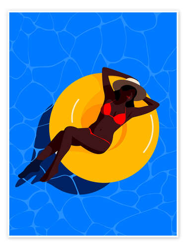 Poster Pool girl, yellow