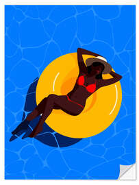 Wandsticker Pool girl, yellow