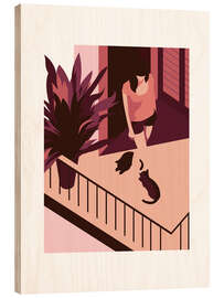 Wood print The balcony of the cats - dolceQ