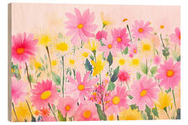 Hout print Whimsical Wildflower Meadow I
