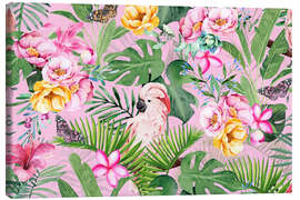 Canvastavla Tropical Cockatoo Flower Paradise - Andrea Haase