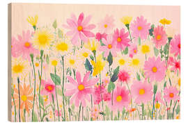 Hout print Whimsical Wildflower Meadow II