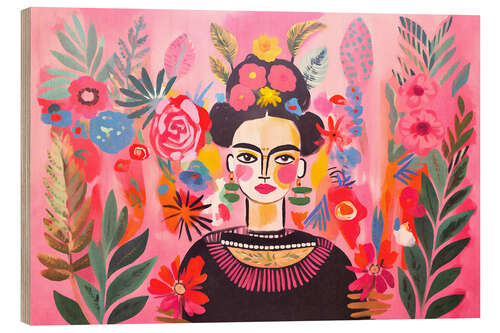Quadro de madeira Artistic Courage - Mexican Artist Portrait