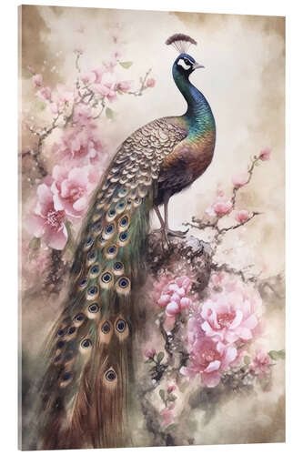 Akryylilasitaulu Peacock Fantasy Flower Garden