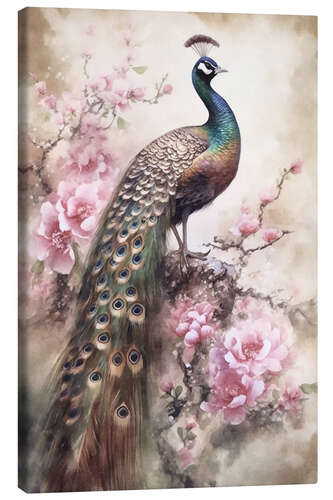 Canvas print Peacock Fantasy Flower Garden