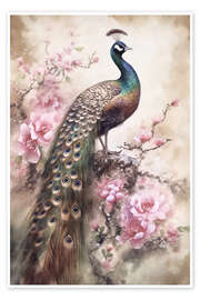 Wall print Peacock Fantasy Flower Garden - Andrea Haase