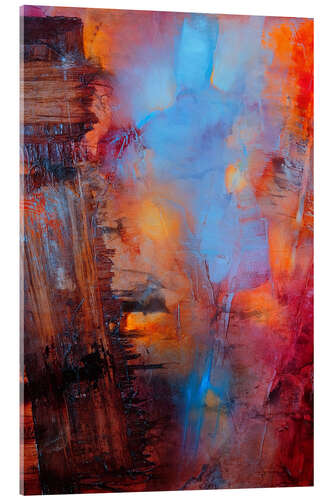 Acrylglasbild Farbspiel in rot und blau