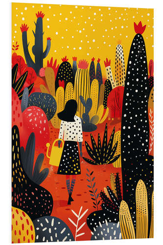 Foam board print Gardener in the boho cactus garden