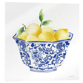 Tableau en verre acrylique Lemon Peel in Blue