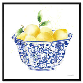 Gerahmter Kunstdruck Zitronenschale in Blau