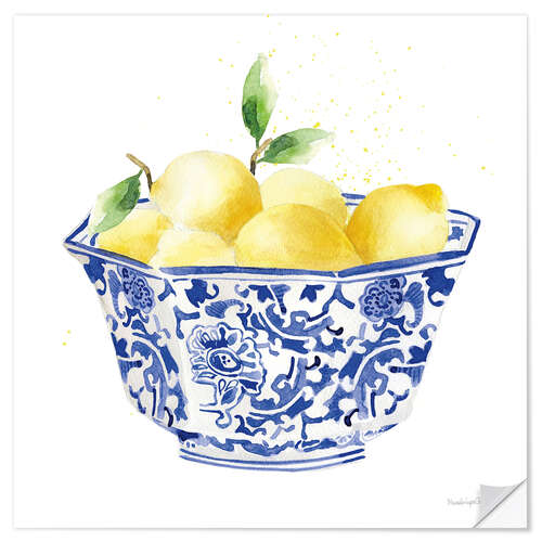 Muursticker Lemon Peel in Blue