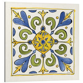 Quadro em alumínio Floral Tile in Blue-Yellow-Green