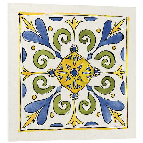 PVC print Floral Tile in Blue-Yellow-Green