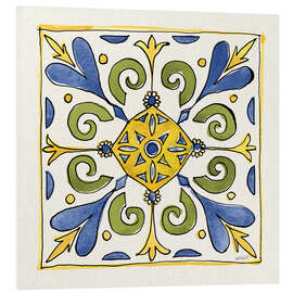 Foam board print Floral Tile in Blue-Yellow-Green