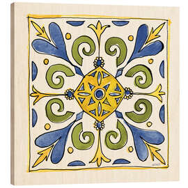 Trebilde Floral Tile in Blue-Yellow-Green