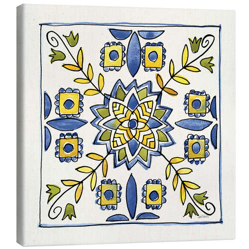 Canvas print Lemon Yellow Tiles With Blue