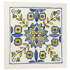 Foam board print Lemon Yellow Tiles With Blue