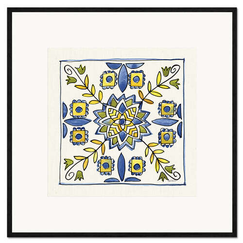 Innrammet kunsttrykk Lemon Yellow Tiles With Blue