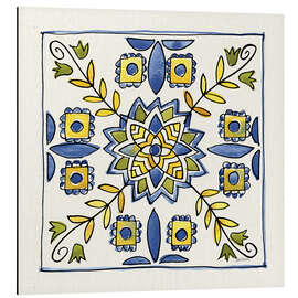 Magnettafel Zitronengelbe Fliesen mit Blau