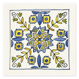 Stampa Lemon Yellow Tiles With Blue - Anne Tavoletti