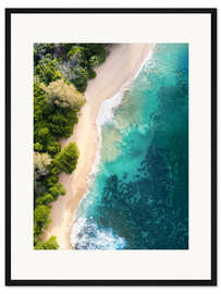 Gerahmter Kunstdruck Luftbild Küste und Strand auf Maui, Hawaii, USA