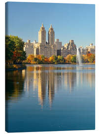 Leinwandbild New York, Teich im Central Park und El Dorado - Nikita Abakumov