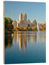 Tableau en bois New York, pond in Central Park and El Dorado - Nikita Abakumov